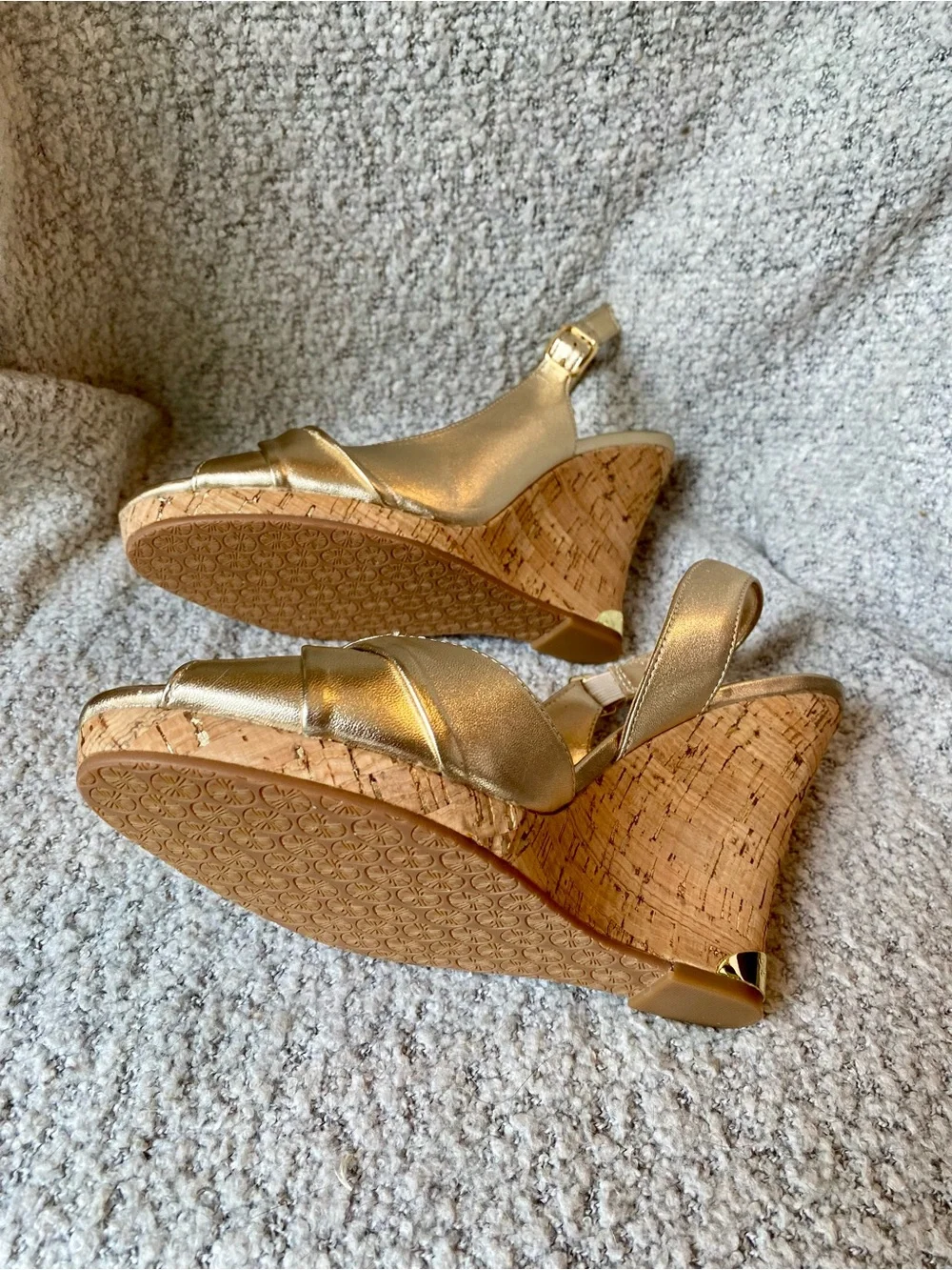 Lily Pulitzer Metallic Gold Wedge Slingback Heels - Women Shoes